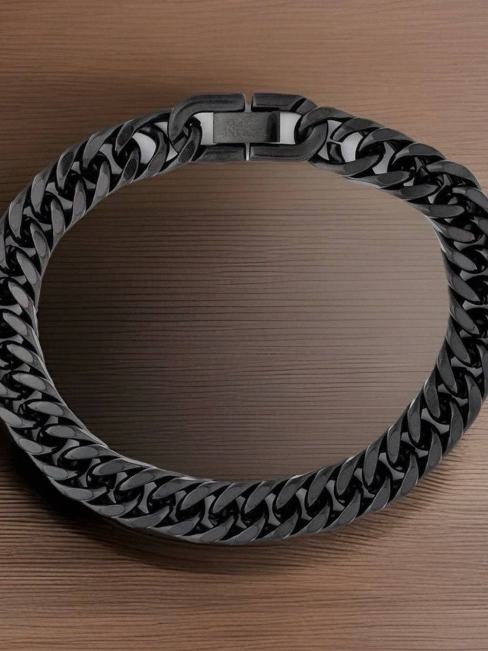 Black Stainless Steel Cuban Link Chain Bracelet with Box Clasp Closure Brand New